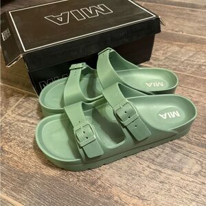 MIA Sage Green Buckle Sandals
